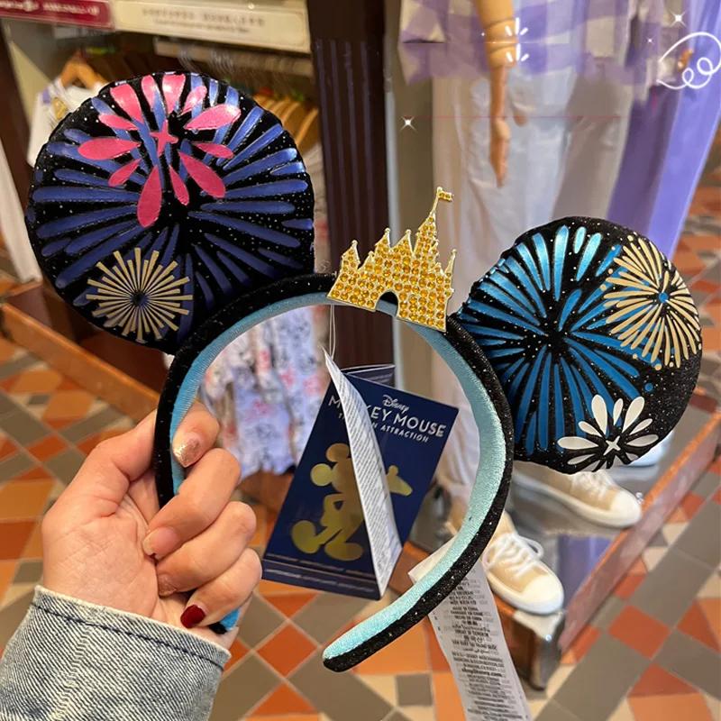 Bandeau à oreilles Mickey Disney en peluche à paillettes, pour adultes, enfants, femmes, filles, acc