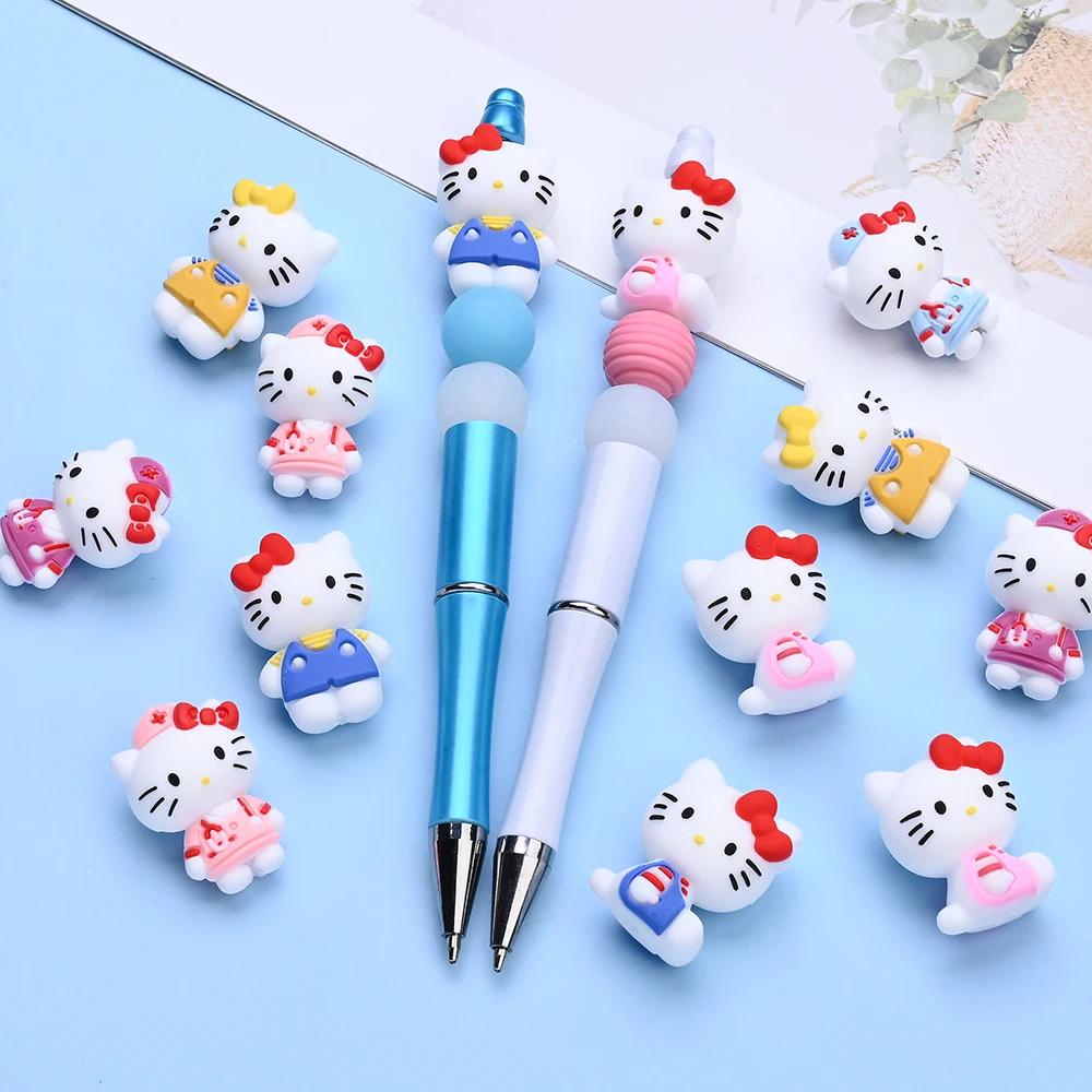 Perles en Silicone sur le thème Sanrio 3D, 7 pièces, perles de mise au point Hello Kitty pour bricol