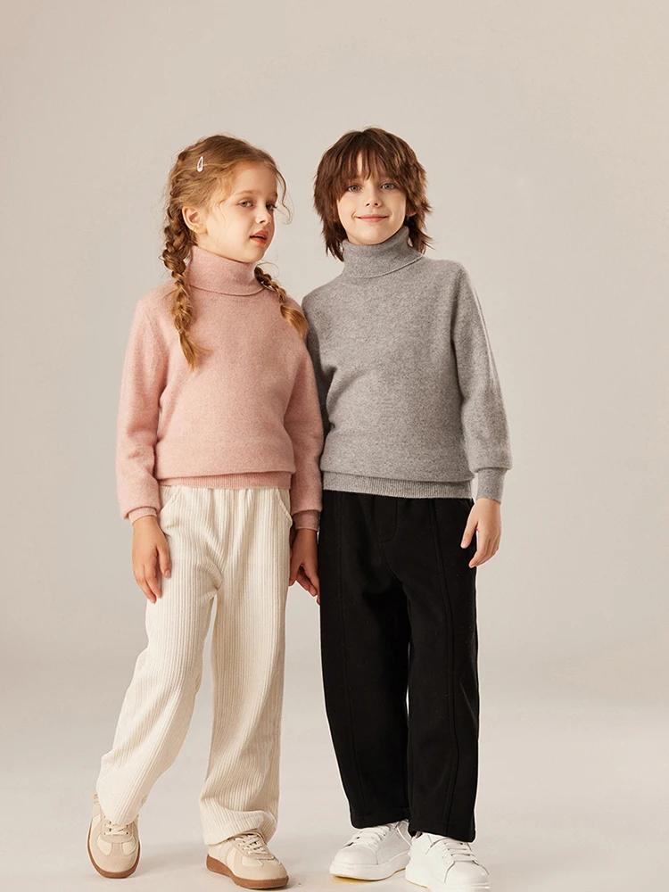 CHICUU enfant 100% pull en cachemire col roulé pull épais chaud basique cachemire tricots enfants ch