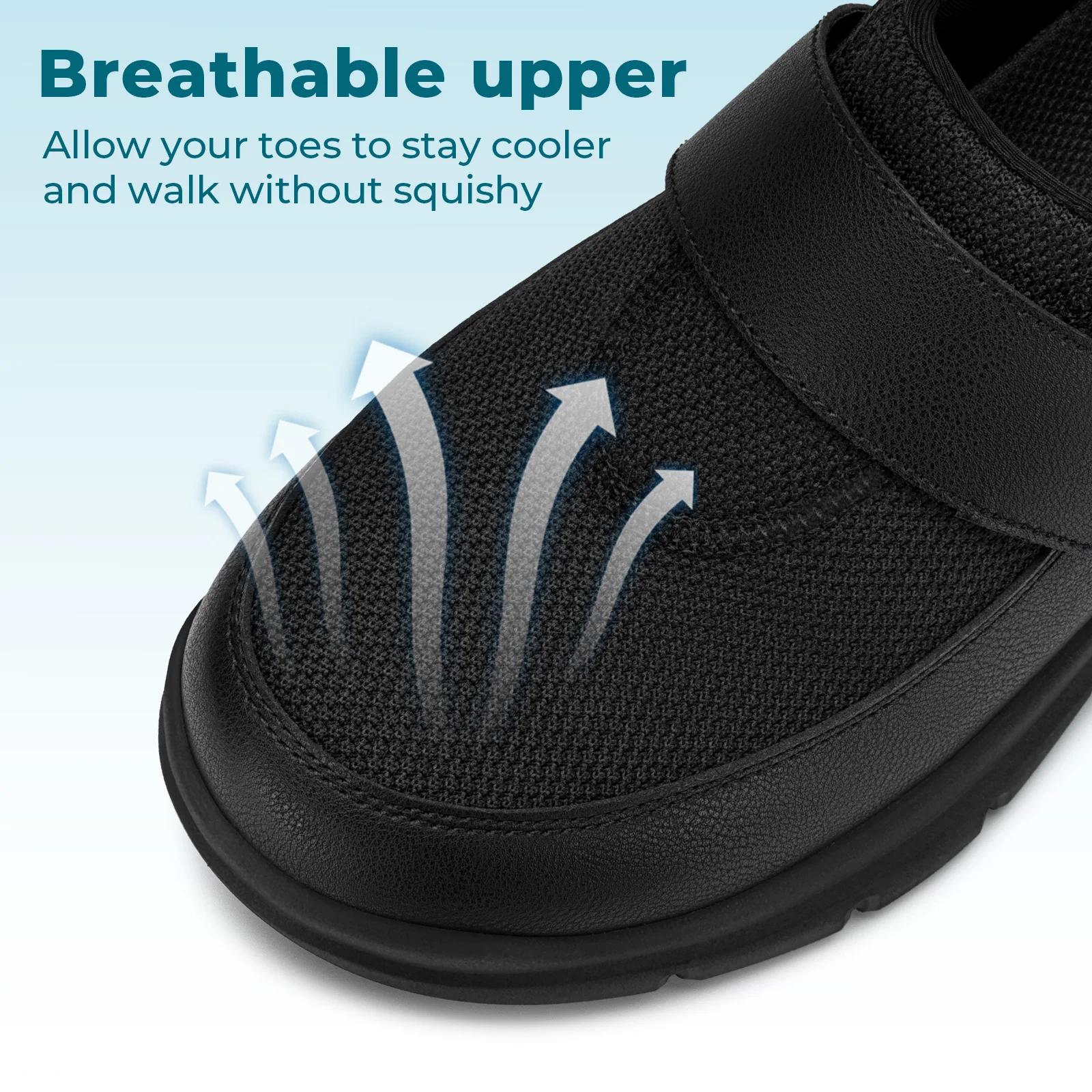 FitVille – pantoufles larges pour hommes, mules à enfiler, sabots pour pieds enflés, sangle réglable