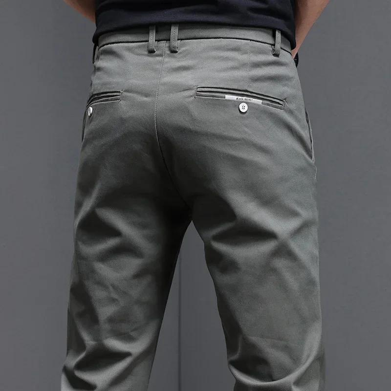 Pantalon décontracté pour homme, 2024 coton, mode coréenne, coupe slim, gris, noir, fjingent, printe