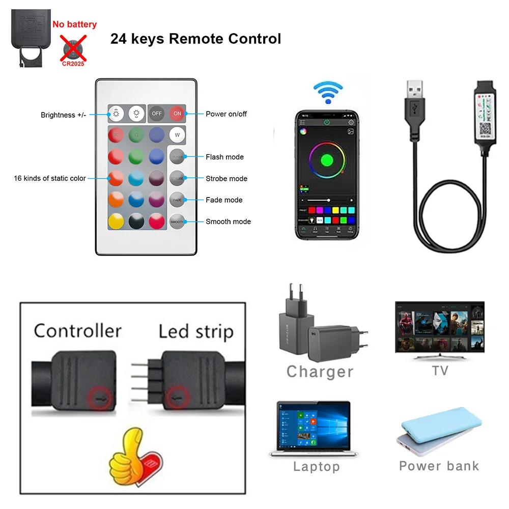 USB 5V LED lumières pour TV avec contrôle APP ruban Flexible RGB5050 30 LED s/m TV LED rétro-éclaira