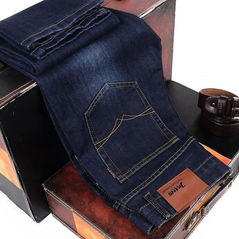 Jean droit pour hommes, pantalon Slim, extensible, confortable, doux, en Denim, pour affaires, vêtem