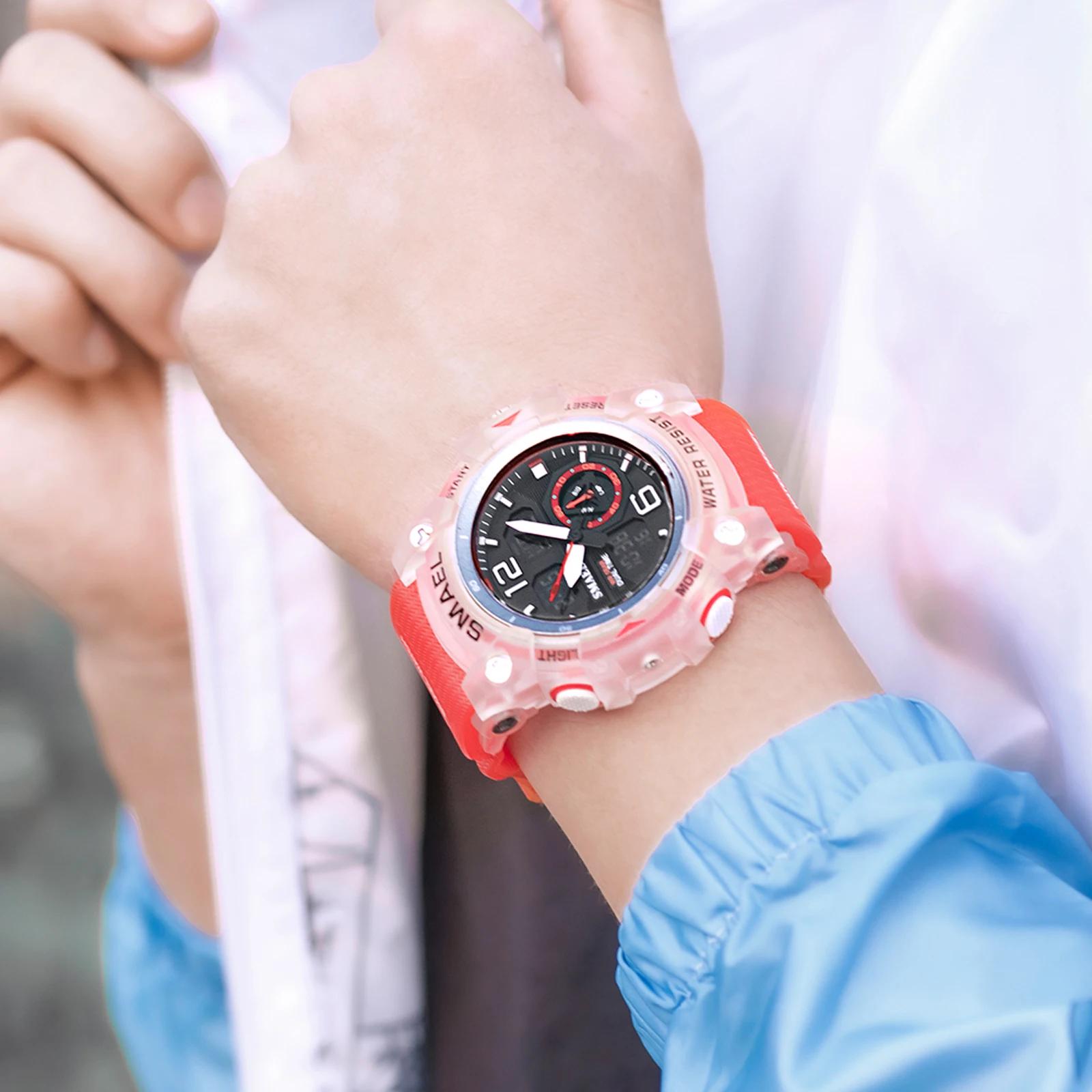SMAEL-Montre-bracelet de sport militaire pour homme, chronomètre d'alarme, rétroéclairage numérique 