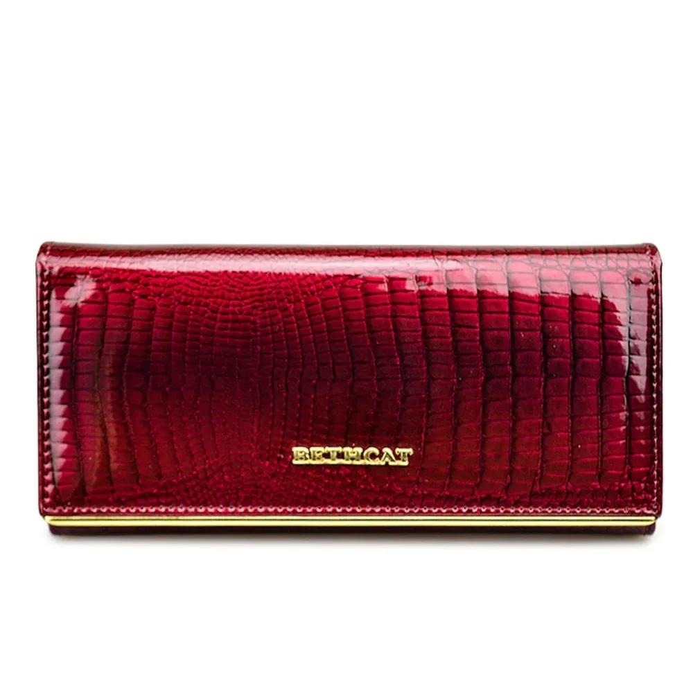 Portefeuille de luxe en cuir véritable pour femmes, motif Crocodile, pochette brevetée, porte-monnai