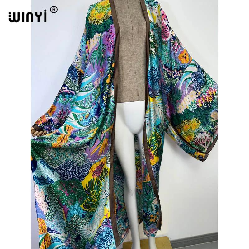 WINYI nouveau été femmes Cardigan point Cocktail Sexcy Boho Maxi vacances africaines manches chauve-