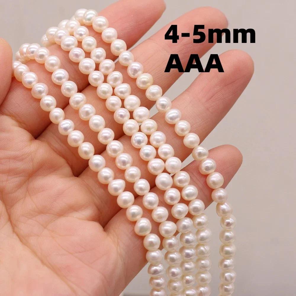 Perles d'Eau Douce Naturelles Blanches AAA + de 4 à 5mm, Perles Rondes d'Espacement pour Bijoux de B