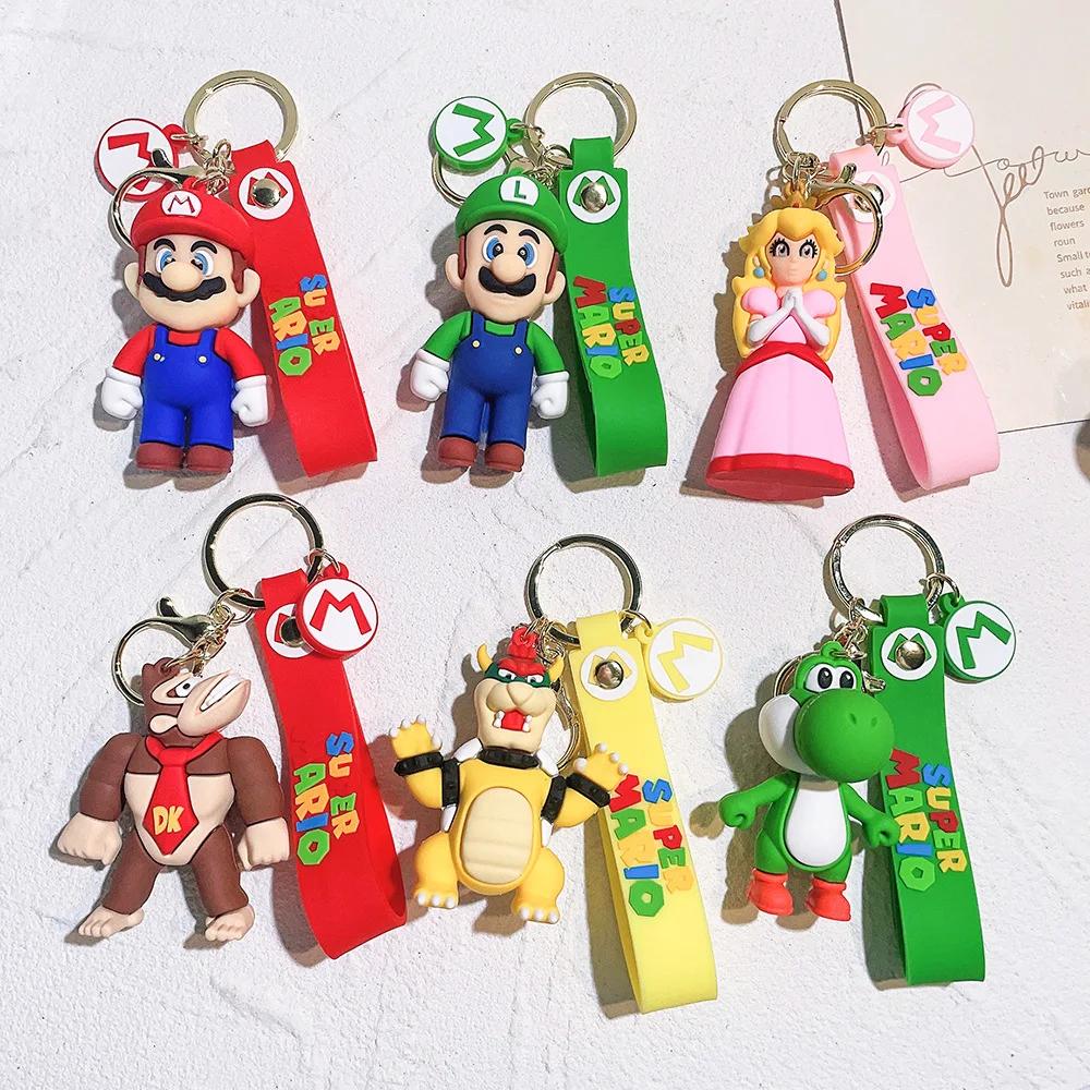 Super Mario porte-clés Mario Bros Luigi crapaud Yoshi Bowser figurine modèle accessoiresPVC dessin a