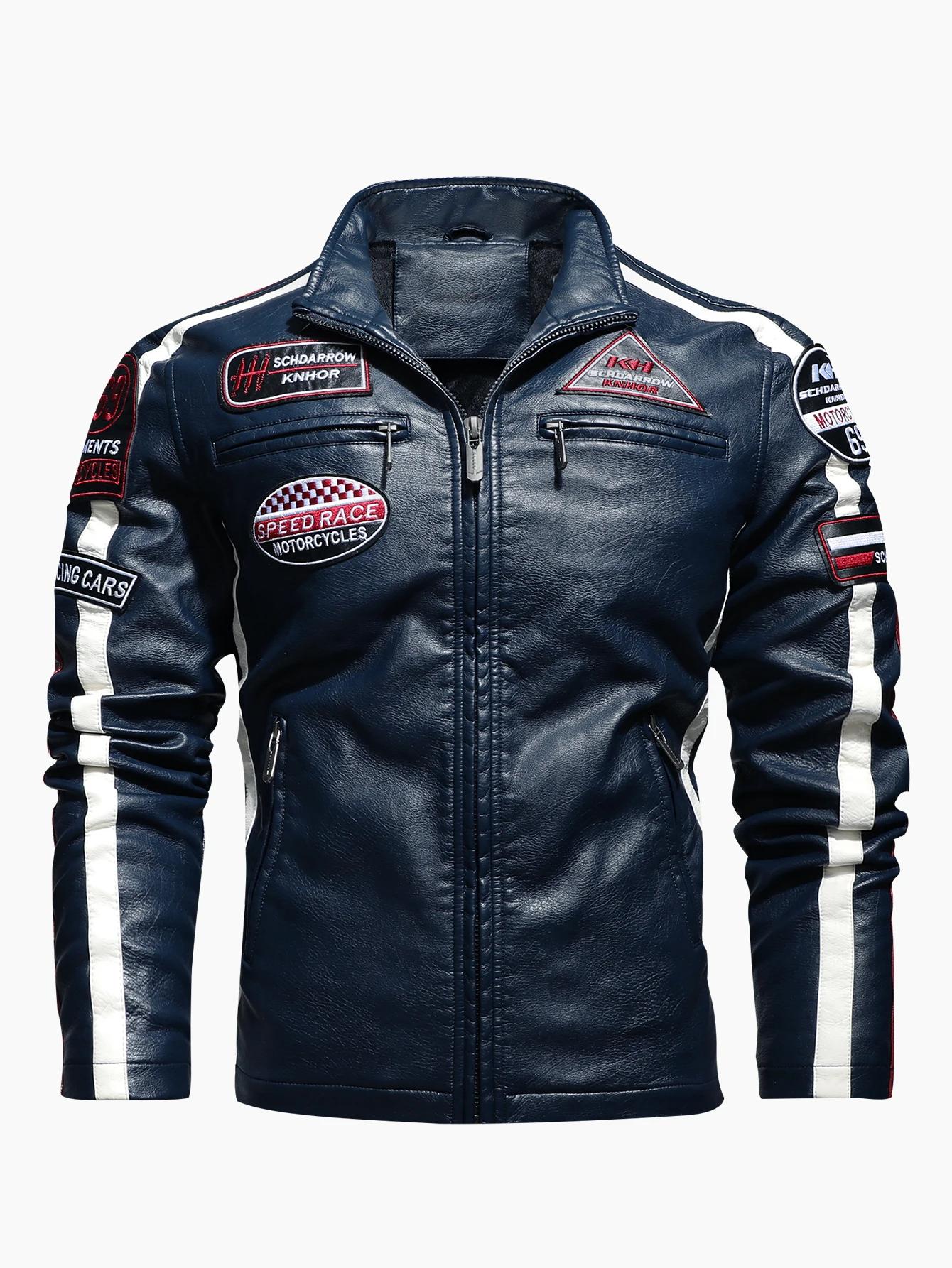 Combinaison de course de moto pour hommes, veste de couleur avec étiquette en cuir PU