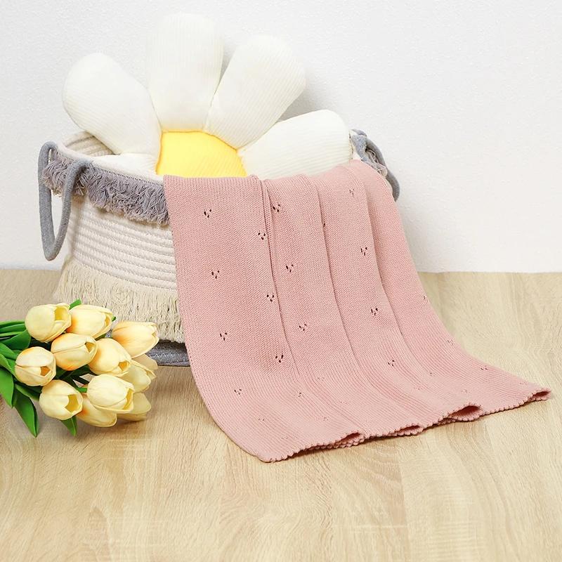 Couvertures pour bébé Super douces pour nouveau-né, garçons et filles, en tricot de coton, couettes 