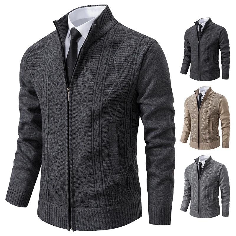 Manteau pull tricoté en cachemire rembourré pour homme, chaud et décontracté, nouvelle collection au