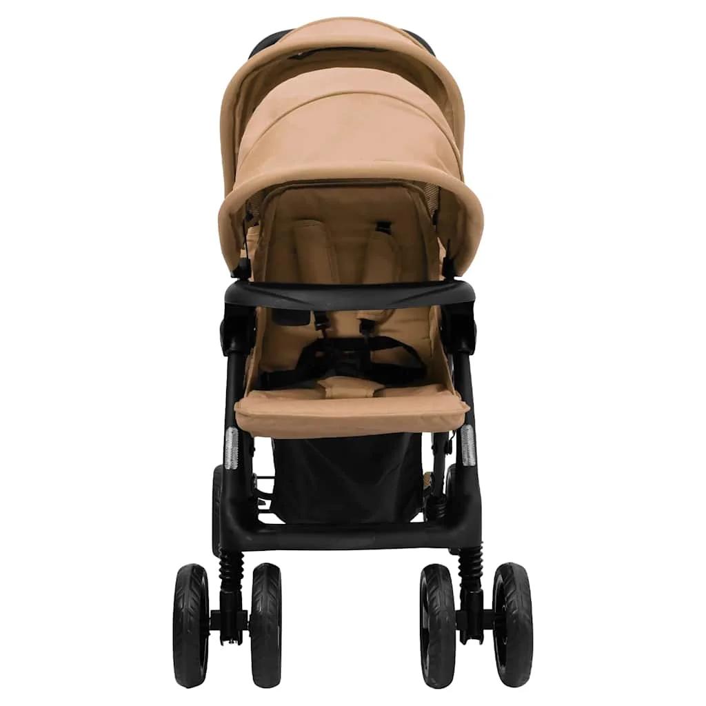 Poussette double taupe en acier 122,5 x 53,5 x 111 cm, légère, pliable, design sûr, compacte pour le