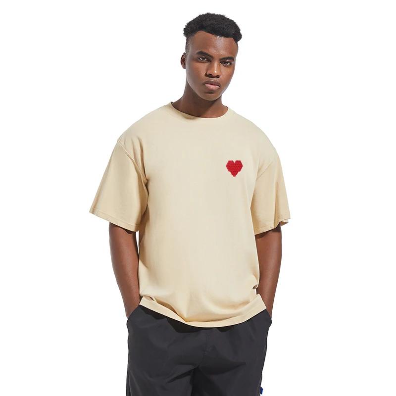 AMI AMORING nouveau coeur brodé hommes T-shirt ample tout coton col rond demi manches à la mode marq