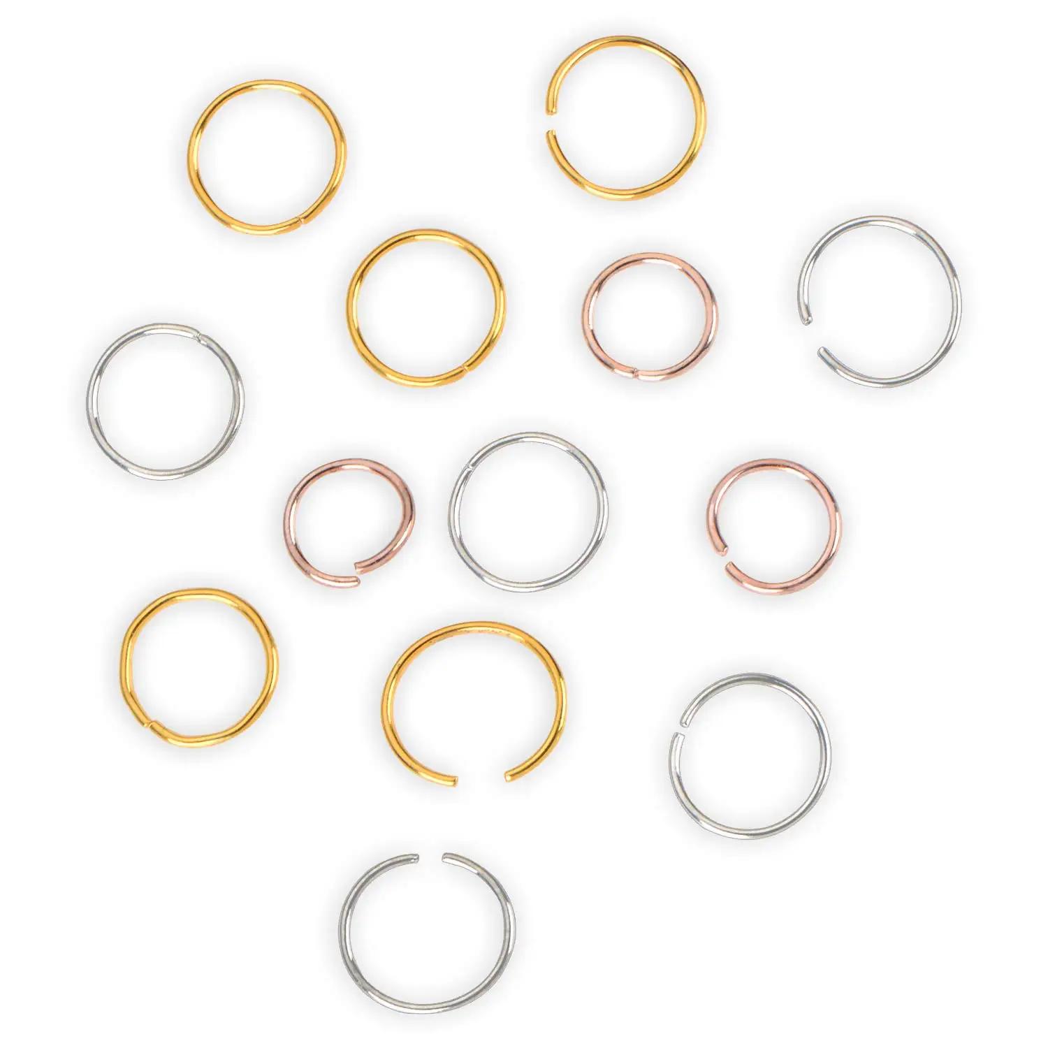 100 pièces 12mm doré/argent/Rose rouge couleur anneaux de cheveux pinces à cheveux boucle pour femme