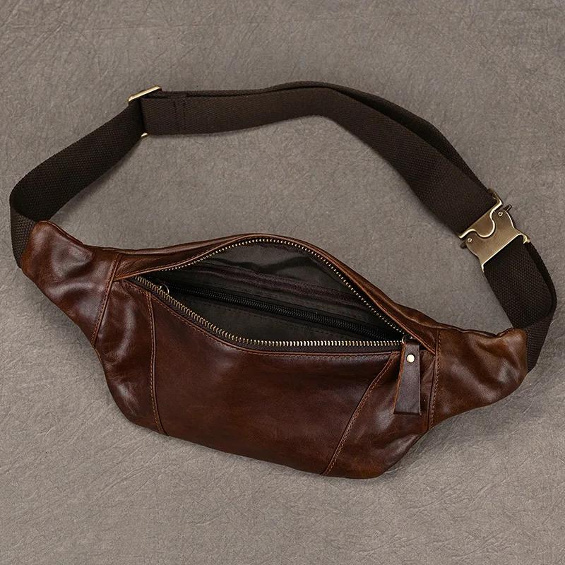 Sacs de poitrine en cuir pour hommes, sac à bandoulière lancé pour homme, sac de taille masculin, sa