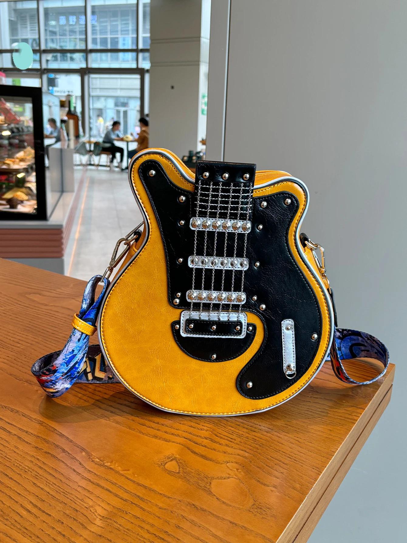 Personnalité créative Y2K fille chaude américaine rétro guitare forme sac basse guitare sac de forme