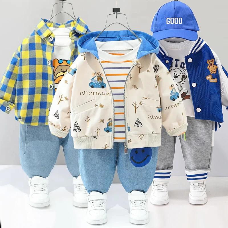 Costume voiture bébé 0-4 ans - Ensemble trois pièces rayé manches longues pour automne