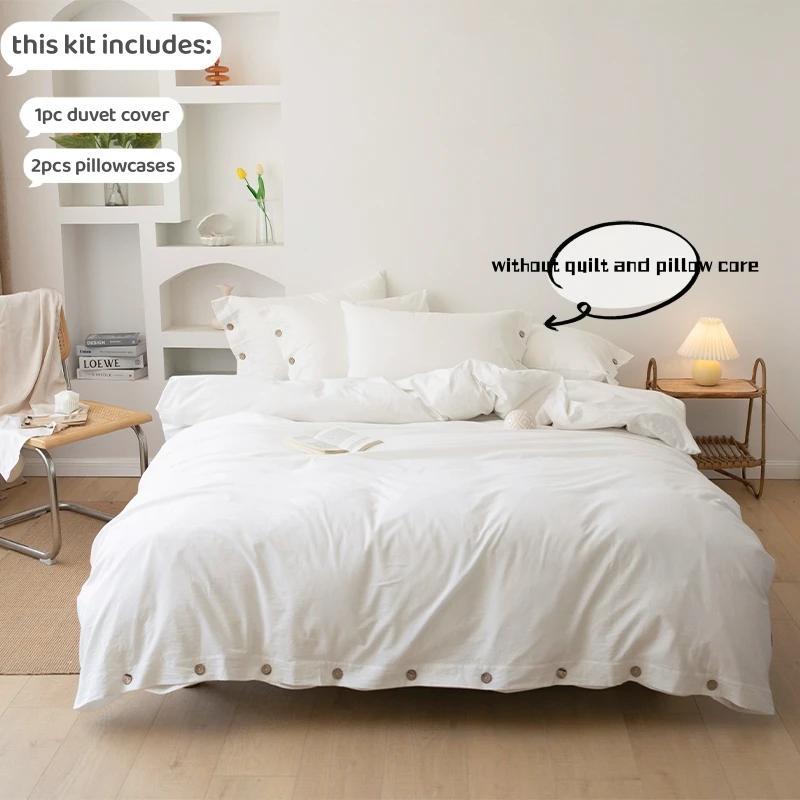 3 pièces 100% coton ensemble de literie Double housse de couette ensemble 220x240 solide torsion cot