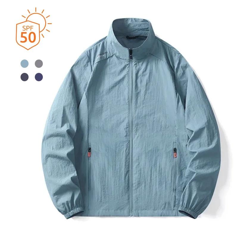 Manteau d'été léger pour hommes, Protection solaire, veste à manches longues, col montant, Camping r