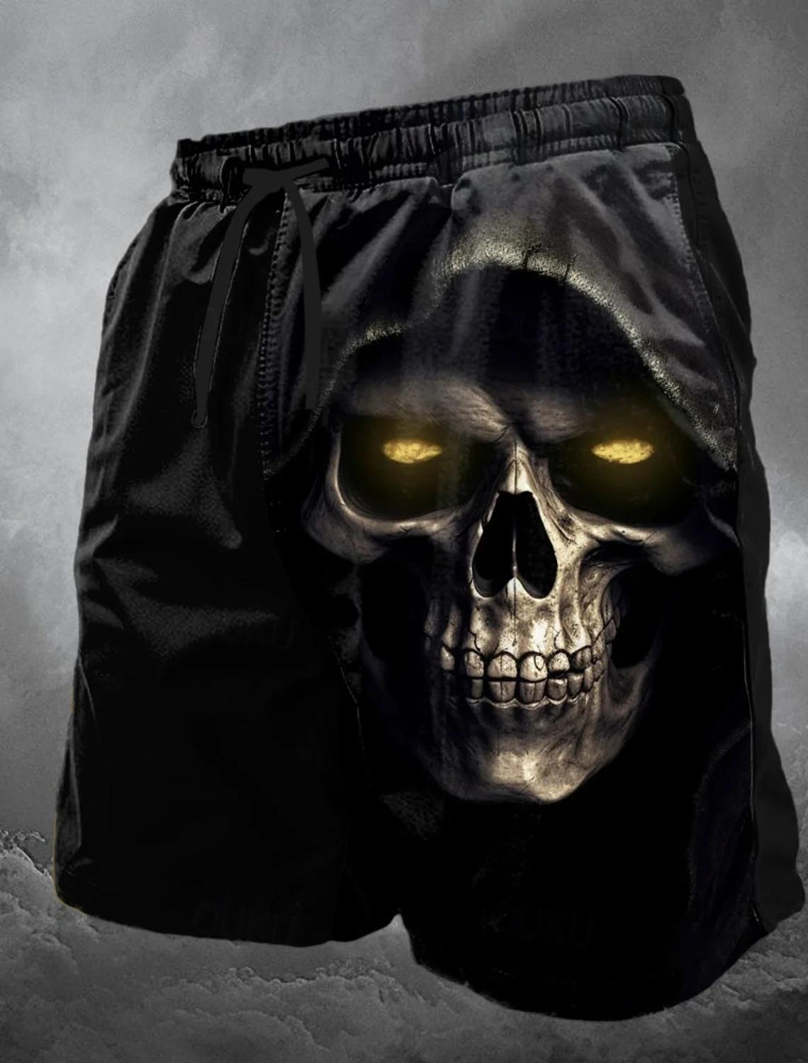 Maillot de bain long avec tête de mort pour hommes, short de Surf, tendance de rue, décontracté, vac