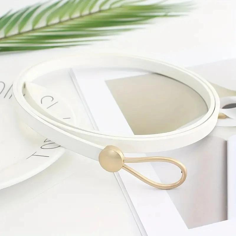 Ceinture nouée vintage sans trou pour femme, ceinture en cuir PU, document solide, environnement déc