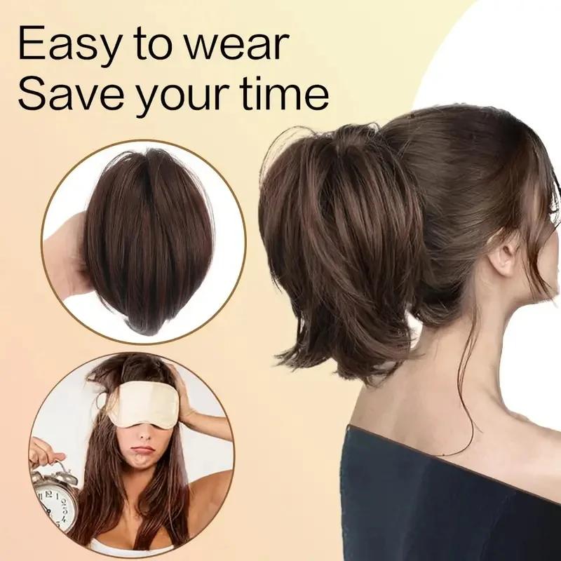 WIGSIN – chouchous synthétiques en désordre, Chignon court et droit, queue de cheval, Extensions cap