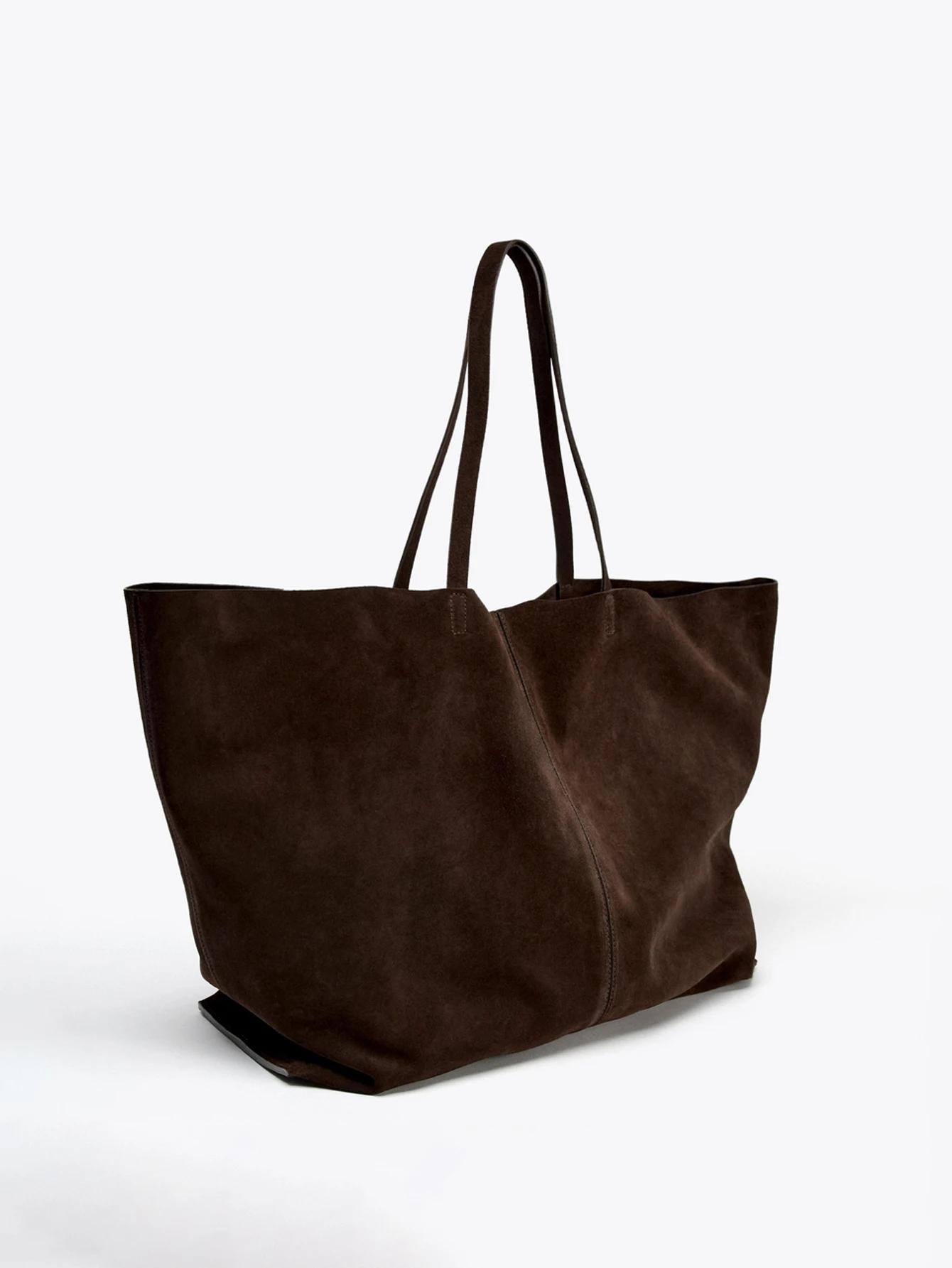 Sac à bandoulière simple pour femme, sac à main en peau de vache, sac de shopping de très grande cap