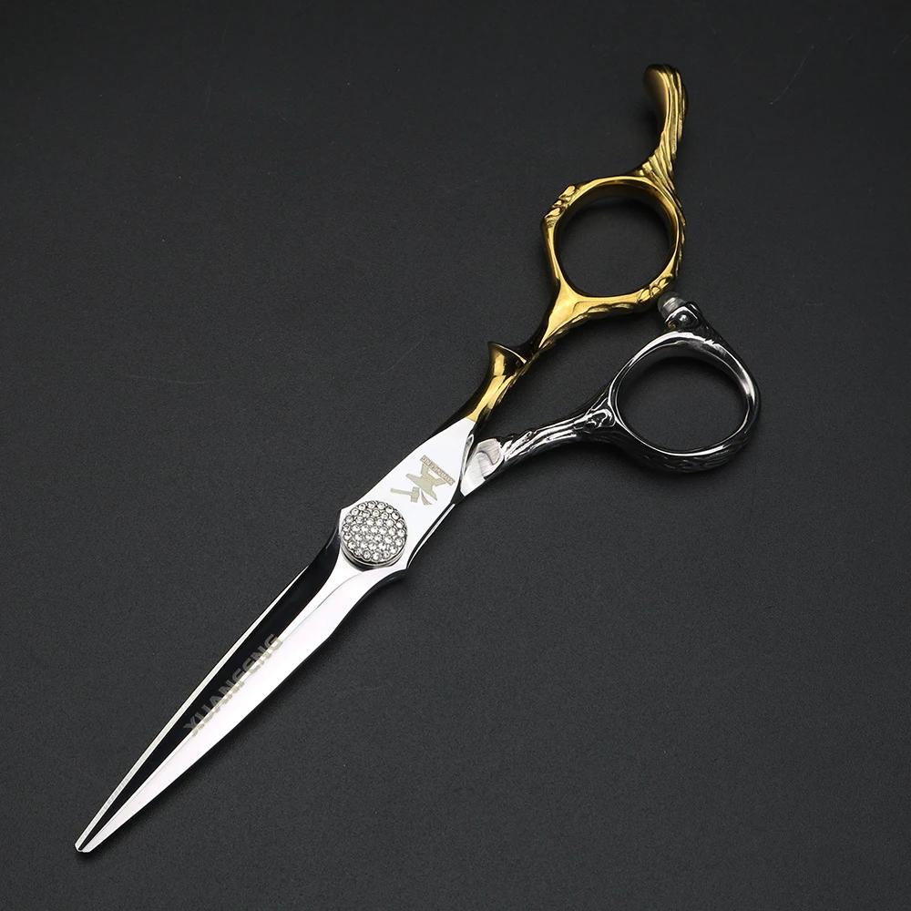 XUANFENG vis diamantées de 6 pouces, ciseaux de coiffeur dorés, outils de coiffure, ciseaux de coupe