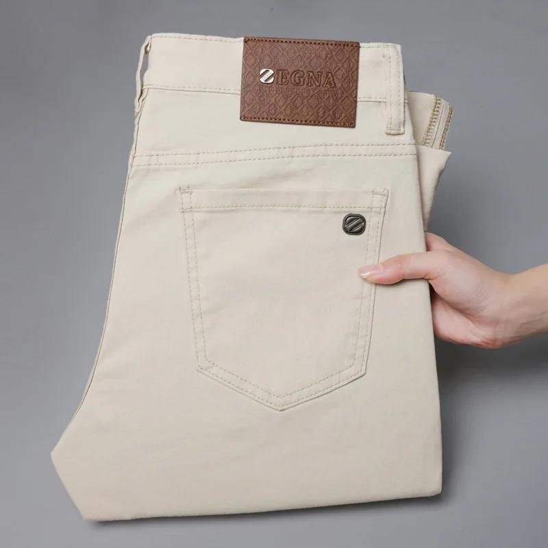 Jean de luxe haut de gamme pour hommes, pantalon élastique tendance polyvalent, coupe slim, simple e