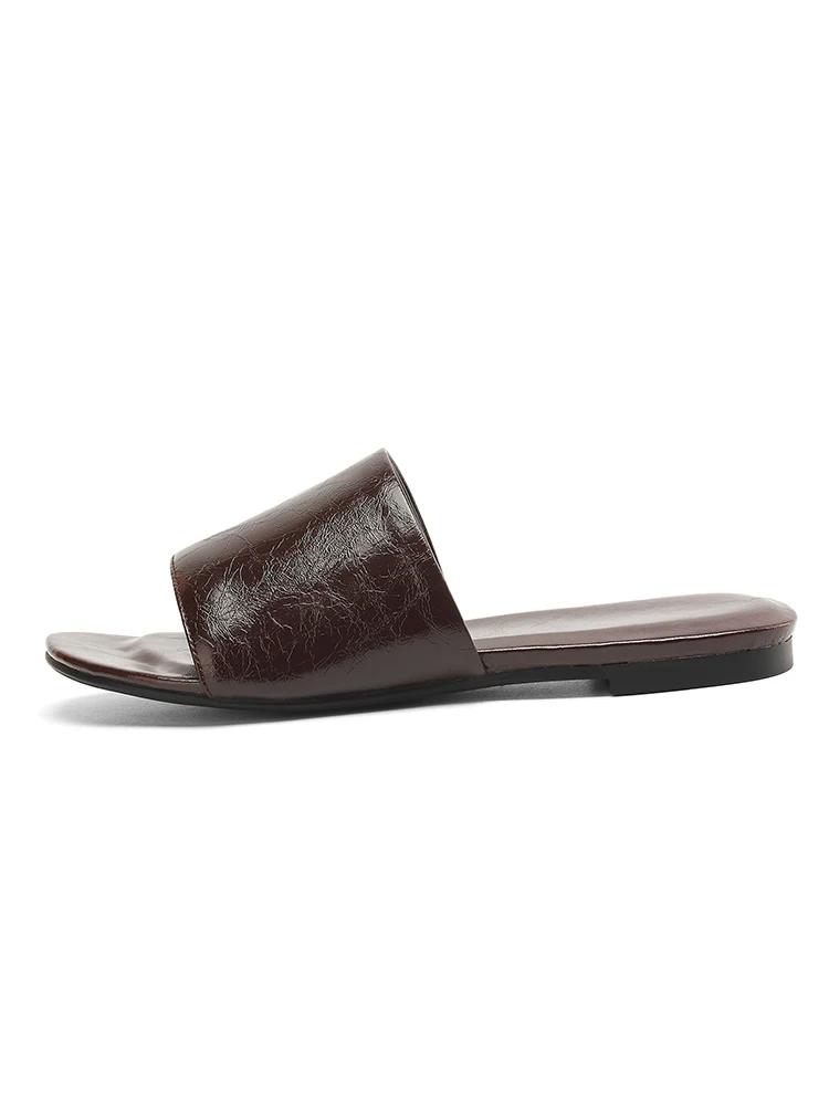 2025 nouvelles femmes tendance été fendu pantoufles en cuir Sexy dames bordeaux noir bout ouvert gra