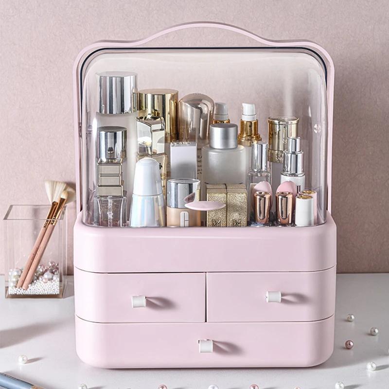 Boîte de réception de cosmétiques, 1 pièce, organisateur de maquillage de bureau anti-poussière avec