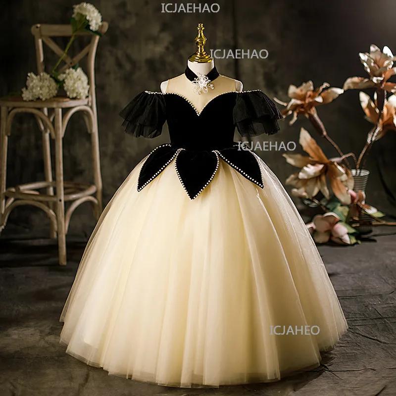 Robe de princesse pour filles, tenue de spectacle de piano pour petite fille, vêtements pour enfants