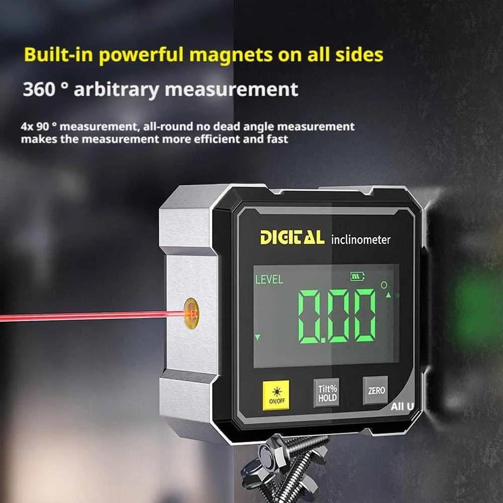Jauge d'angle numérique magnétique à 4 côtés, avec rapporteur électronique Laser, horizontaomètre, i