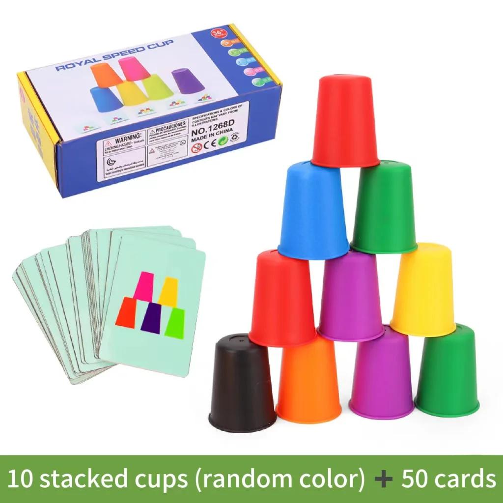 Jouets Montessori, Mini jeu de tasse empilable avec carte, illumination intellectuelle éducative, Co
