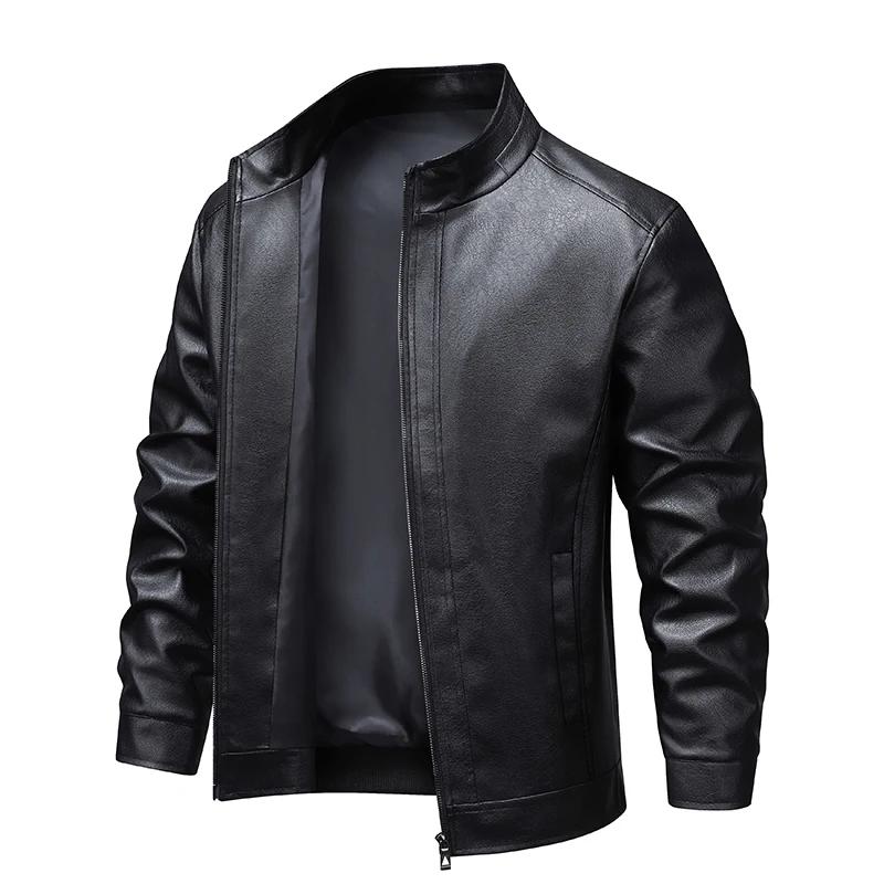 Transfrontalier 2025 nouvelle veste en cuir hommes manteau automne nouveau col montant veste hommes 
