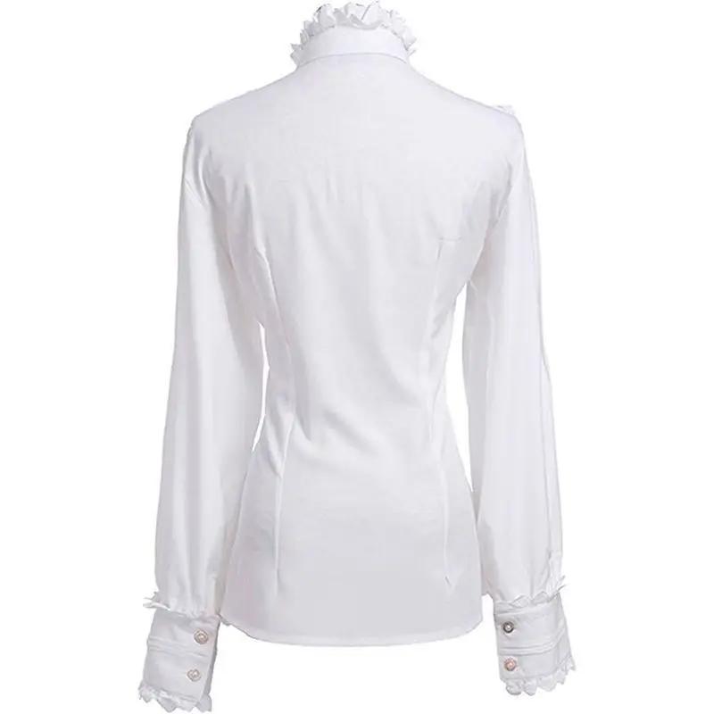 Chemisier Élégant Gothique pour Femme, Nouvelle Collection Printemps 2026, Col Montant à Volants, Bo