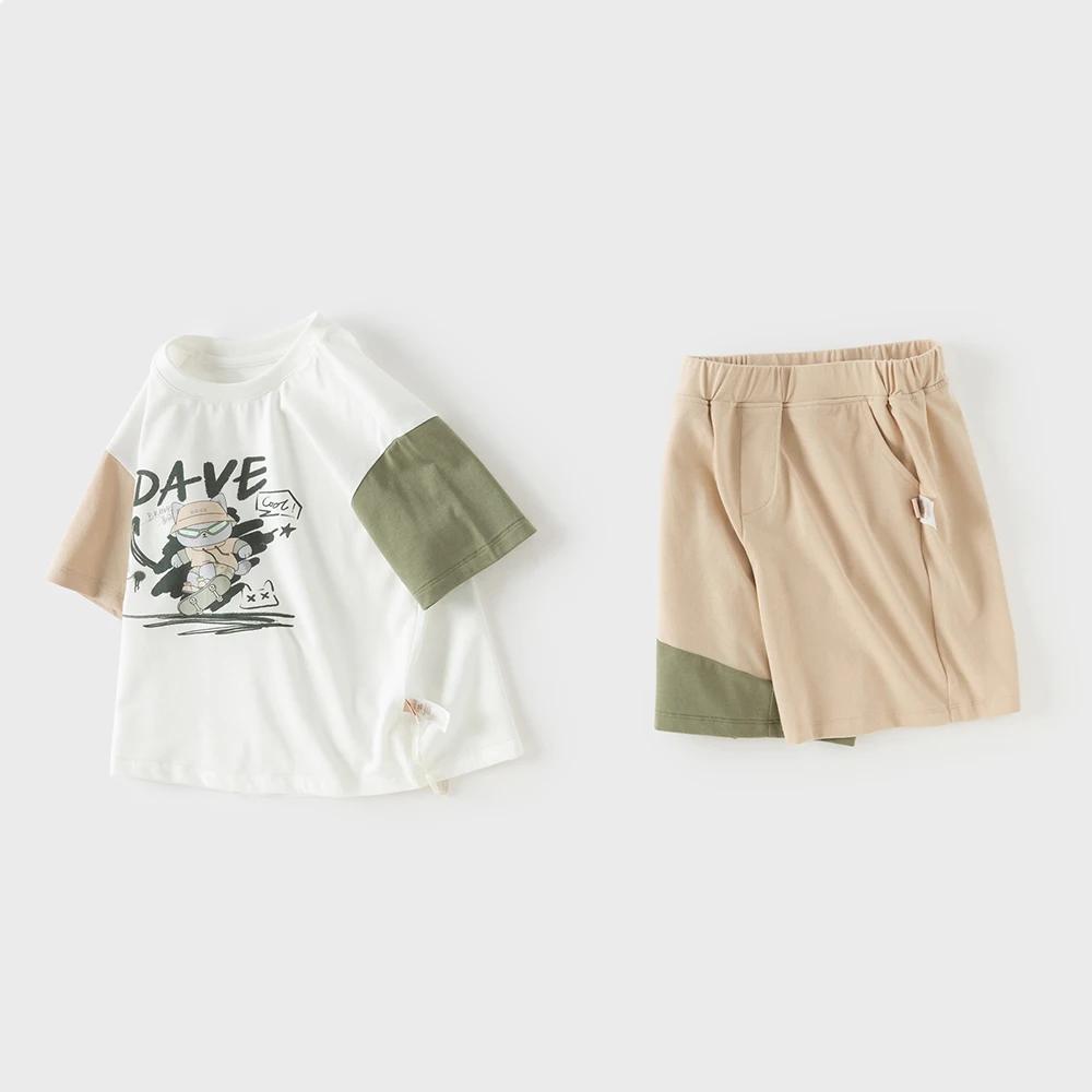 Ensemble short et haut pour enfants Dave Bella – Tenue d'été pour garçons avec imprimé dessin animé,