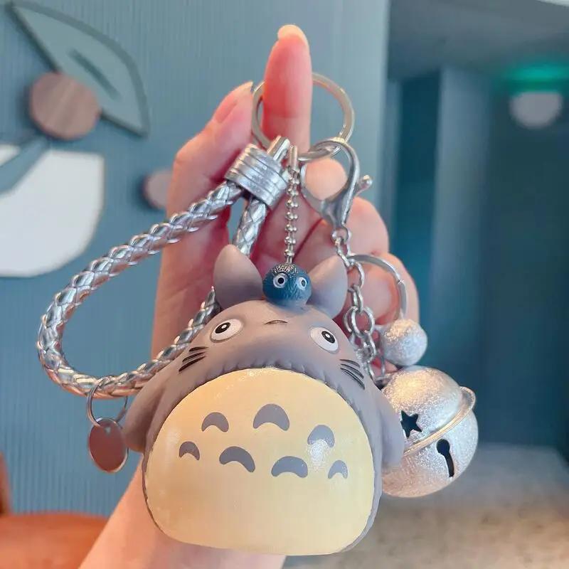 Totoro porte-clés dessin animé chat mignon Totoro poupée Figure bracelet en cuir porte-clés sac voit