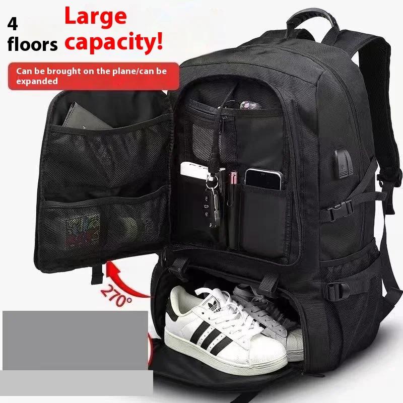 Grand sac à dos de voyage 50L 80L pour hommes, sac de sport de plein air étanche avec compartiment à