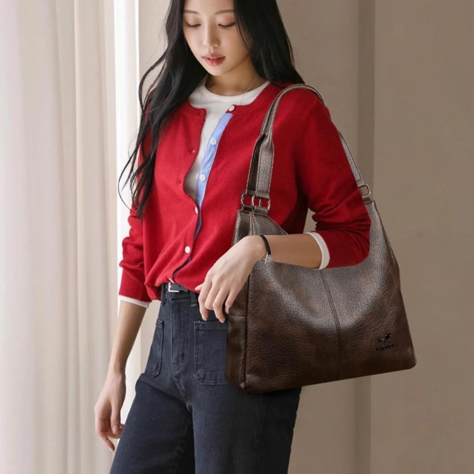 Sac fourre-tout de luxe à trois couches en cuir véritable pour femme, sac à main de créateur de qual