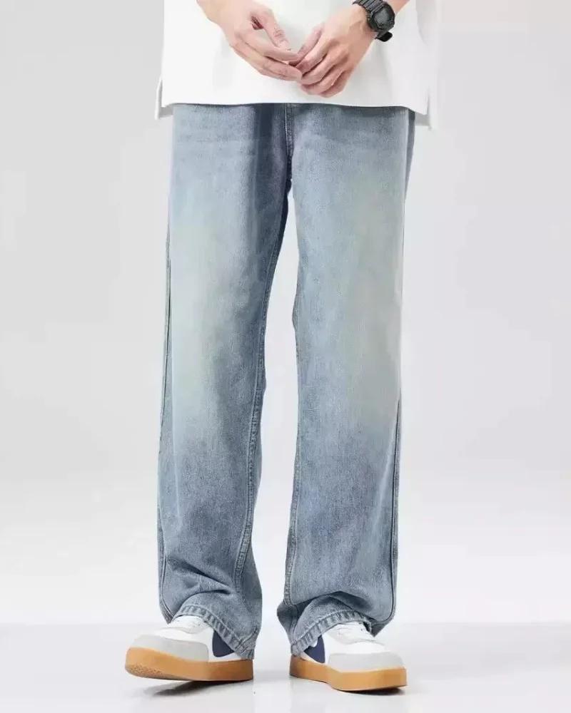 Pantalon en jean pour hommes Vintage lavage jambe large jean ample décontracté droit Style américain