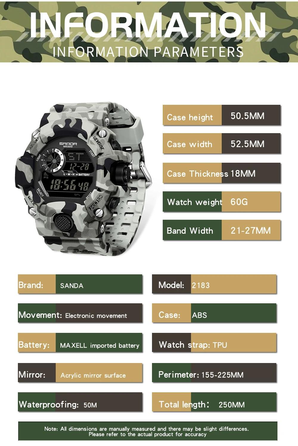 Mode SANDA 2183 hommes Camouflage militaire multi fonctionnel étanche jour veilleuse calendrier homm