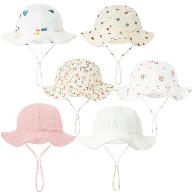 Chapeau seau en coton pour bébé, nouveaux enfants, protection solaire, casquettes d'extérieur, garço