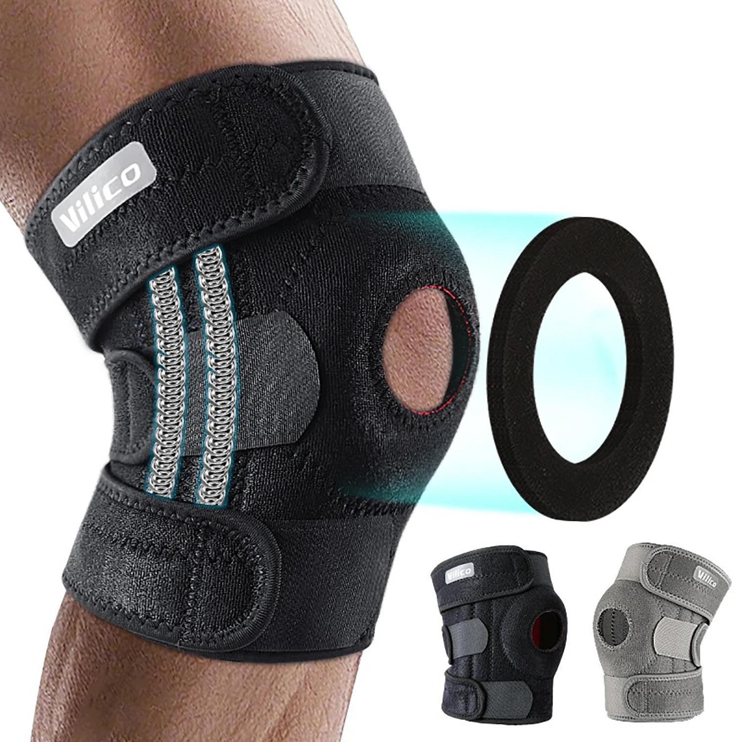 Genouillère avec stabilisateurs latéraux, genouillère réglable et respirante, adaptée à l'entraîneme