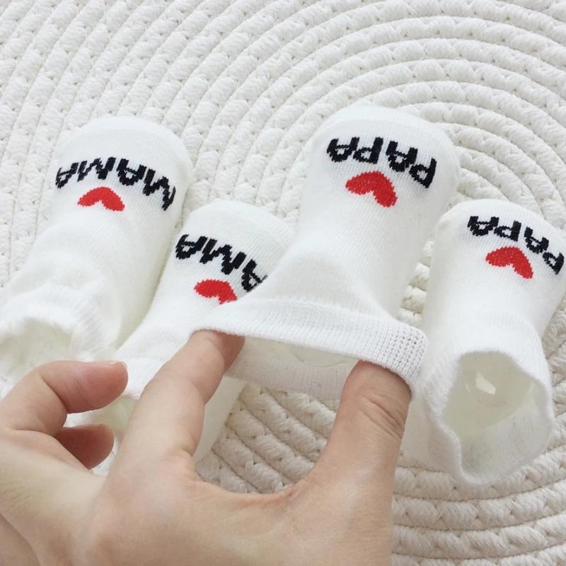2 paires de chaussettes pour nouveau-né fille et garçon, blanches, mignonnes, amour MAMA PAPA Bebe, 