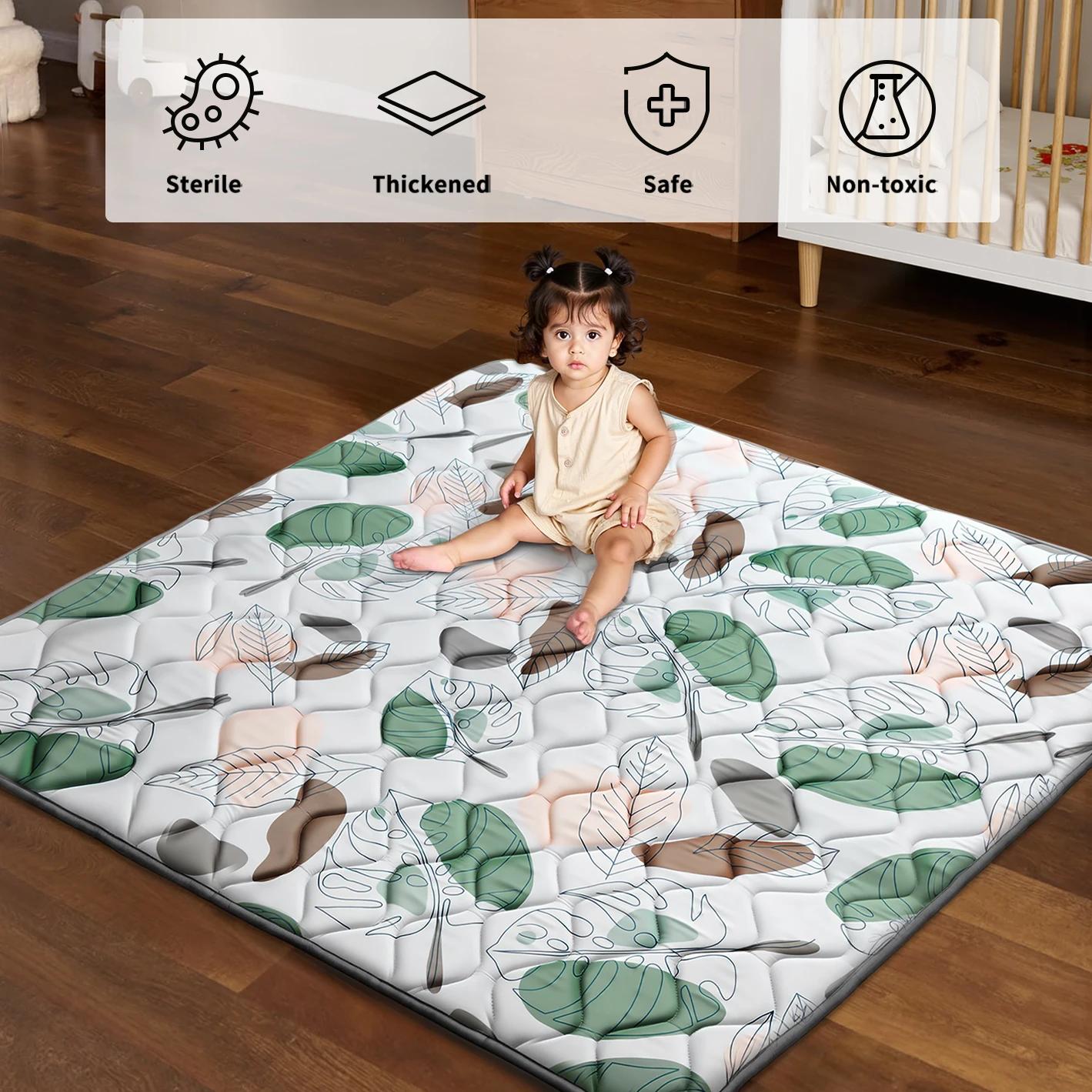 Tapis de jeu pour bébé, tapis d'éveil pour ramper, tapis de jeu en mousse épaisse et rembourrée, tap