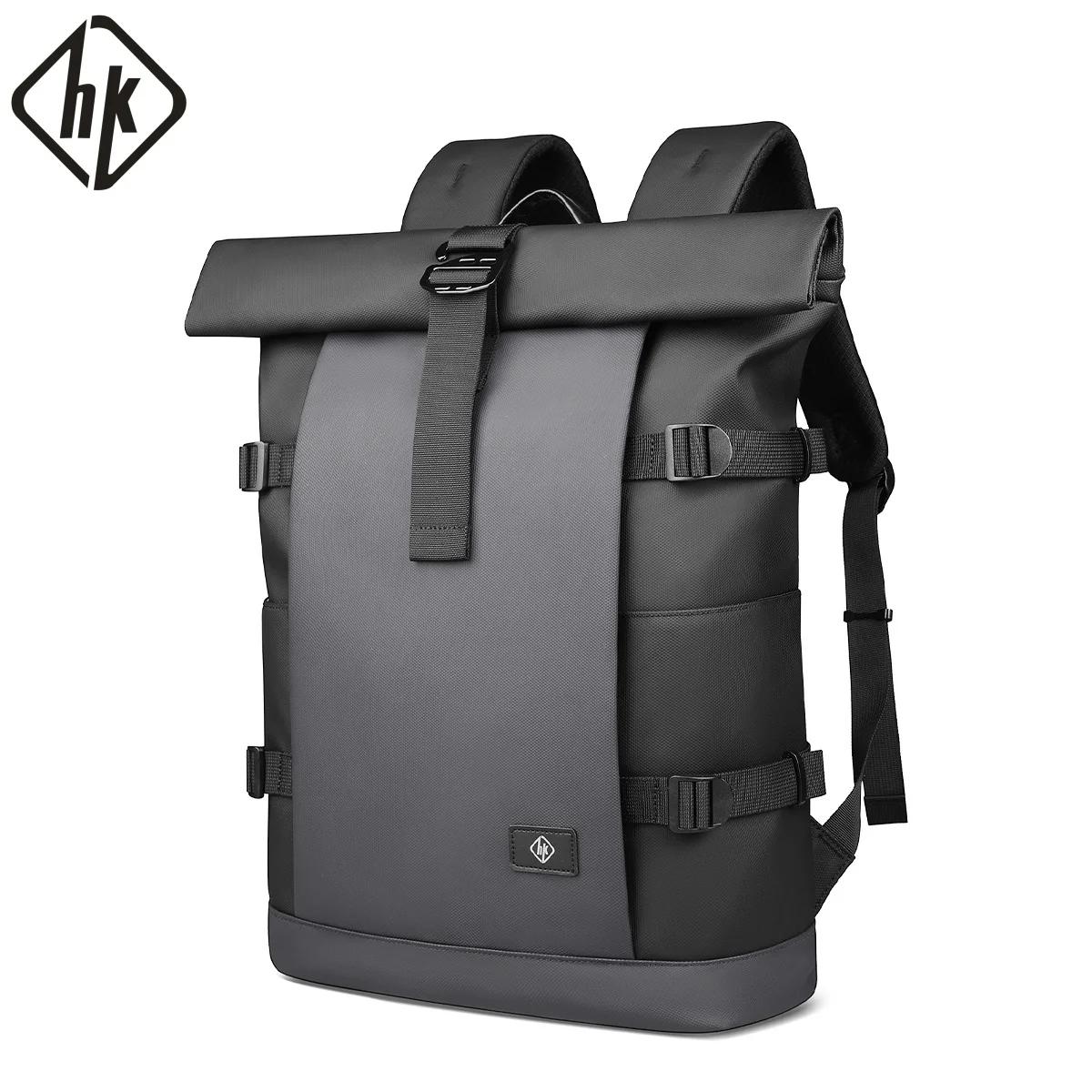 HK sac à dos étanche à roulettes pour hommes grande capacité extensible 17 pouces pochette d'ordinat