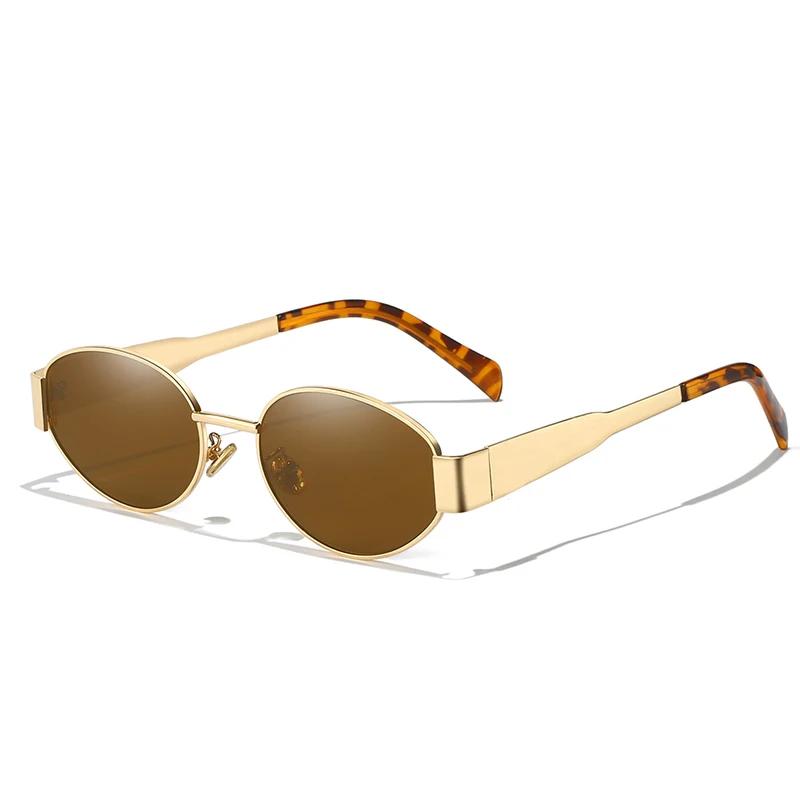 Nouvelles lunettes de soleil pour femmes et hommes, lunettes de soleil ovales en alliage