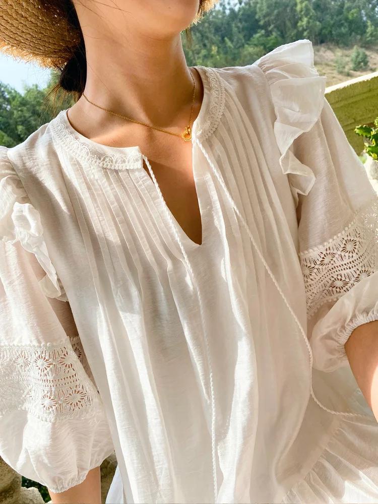 Pouvez-vous psyLady-Mini robe évidée à manches bouffantes pour femmes, robes blanches transparentes 
