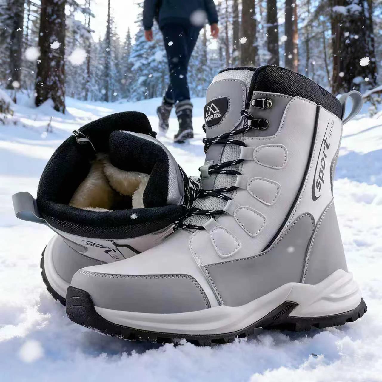 Bottes de neige imperméables pour femmes, chaussures chaudes, fourrure mi-mollet, légères, pour la m